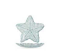 H&H Assiette Étoile Coquillage En Verre Turquoise 17 Cm