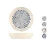 H&H Atlas Piatto Fondo in Stoneware, Decori Assortiti, Colore Blu e Bianco, 20cm