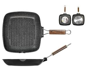 H&H bistecchiera antiaderente Pietra manico pieghevole cm28x