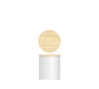 H&H Bocal En Verre Borosilicate Rayé Avec Couvercle En Bois De Bambou Lt 0,95