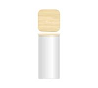 H&H Bocal En Verre Borosilicate Strié Avec Bouchon En Bois Bambou Lt 01,3