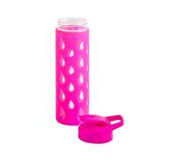 H&H Bottiglia In Vetro Borosilicato E Silicone,550 Ml, Fucsia
