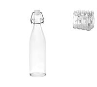 H&H Bouteille Lisse avec Bouchon mécanique, Verre, Transparent, 0,5 L, Taille M