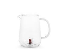 H&H - Broc en Verre Borosilicaté Transparent avec Miniature Interne Écureuil - Anse Blanche - 1,4 L - Compatible Lave-Vaisselle
