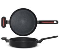 H&H by Bruno Barbieri, Poêle haute antiadhésive Voyage 28 cm - Revêtement Pfluon, design élégant, adapté pour induction