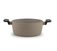 H&H by Bruno Barbieri Sauteuse 2 poignées Savoir 20 cm, aluminium forgé avec revêtement anti-adhésif céramique ILAG, induction, testé PFOA, taupe