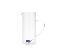 H&H Carafe en verre borosilicate 1,5 L avec baleine bleue décorative intérieure, carafe transparente design marin, lave-vaisselle, idée cadeau, bonbonnière