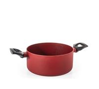 H&H Casserole 2 poignées Absolute Red Ø20 cm en aluminium - Revêtement antiadhésif Pfluon, fond pour induction, surface rugueuse pour cuisson uniforme