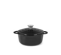H&h Casserole 2 poignées en fonte avec couvercle noir 22 cm