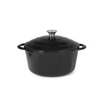 H&h Casserole 2 poignées en fonte avec couvercle noir 26 cm