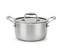 H&H Casserole Evolution 20 cm avec couvercle en verre - Acier inoxydable et aluminium, revêtement anti-adhésif en nid d'abeille, 2 poignées ergonomiques, fond pour induction, convient à tous les types