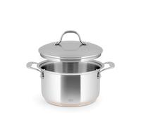 H&H Casserole haute en acier inoxydable et cuivre, 2 poignées, 18 cm, avec couvercle