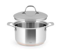 H&H Casserole Haute en INOX et cuivre, 2 poignées, 22 cm, avec Couvercle