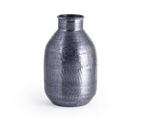 H&H Chennai Vase en Aluminium, gravé à la Texture, Couleur Bleue, 19 x 33 cm