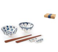 H&H Coffret 8 Pièces Sushi Tsubaki En Porcelaine Décorée Blanc 12 cm