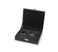 H&H Coffret Sommelier en Bois Noir - Lot de 5 Pièces avec Levage Bouchon Serveur, Bouchon Sauvetage, Bouchon Verseur et Anneau Goutte - Élégant Kit Cadeau pour Amateurs du Vin