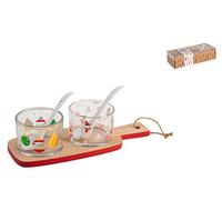 H&H Confezione 5 pezzi decoro Natale Con vassoio in bamb cm22