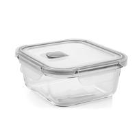 H&H Conteneur en verre avec couvercle en polypropylène avec valve - 1110 ml, 19 x 19 cm - Hermétique, lavable au lave-vaisselle, micro-ondes et four (sans couvercle)