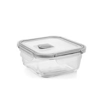 H&H Contenitore Quadrato In Vetro Con Coperchio E Valvola Ml 800