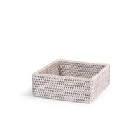 H&H contenitore quadrato multiuso in rattan bianco cm 19xh7