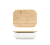 H&H Contenitore Rettangolare In Vetro Con Coperchio Bambu Ml 630