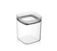 H&H Easyfit Récipient carré 1 litre en polystyrène transparent avec joint en silicone anthracite - Fermeture hermétique