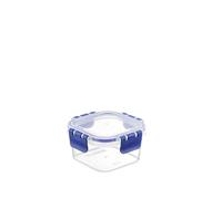 H&H Easymix Récipient alimentaire 400 cc en polypropylène transparent avec joint en silicone bleu - Fermeture hermétique Clic-Clac carré - Lave-vaisselle et micro-ondes