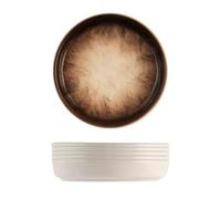 H&H -Eclipse Lot de 6 assiettes en porcelaine de haute qualité ø 15,5 cm, marron, assiettes de présentation, assiettes à finger food, assiettes professionnelles pour ho.re.ca