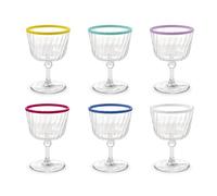 H&H - Ensemble de 12 Flûtes en Acrylique Transparent avec Bord Coloré - 25 cl - Légères, Résistantes et Pratiques - Idéales pour Apéritifs et Toasts