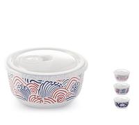 H&H Ensemble De 3 Conteneurs Sakura En Porcelaine Décorée Cm. 13x7