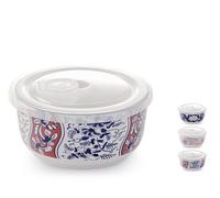 H&H Ensemble De 3 Conteneurs Sakura En Porcelaine Décorée Cm. 15x8