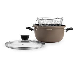 H&H friggitrice antiaderente, Con coperchio e cestello, 26cm