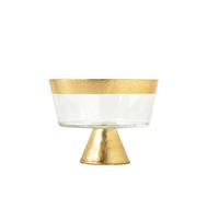 H&H Goldie Coupe en Verre avec Pied, Fil doré, 15 cm