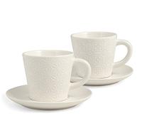 H&H H & H Silhoulette Jumbo Lot de 2 Tasses avec Soucoupe, grès, Blanc, 30 x 21 x 11 cm