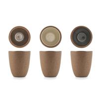 H&H &H Lot de 6 verres en porcelaine Cancun 290cc - Couleurs assorties gris, bleu, beige et marron - Design minimaliste - Parfait pour les boissons chaudes et froides - Convient également pour les