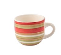 H&H Home - Lot de 8 Tasses à Café en Stoneware 100 Lignes - 95 ml - Sans Soucoupes - Style Rustique - Couleurs Assorties - Lavables au Lave-Vaisselle - Compatibles Micro-ondes