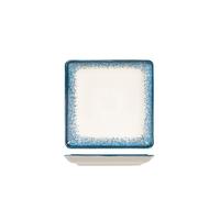 H&H Jupiter Plat Carré En Porcelaine, 19Cm, Bleu Et Ivoire