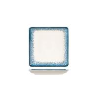H&H Jupiter Plat Carré En Porcelaine, 19Cm, Bleu Et Ivoire