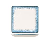 H&H Jupiter Plat Carré En Porcelaine, 25Cm, Bleu Et Ivoire