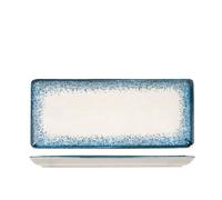 H&H Jupiter Plat En Porcelaine, 15X35Cm, Bleu Et Ivoire