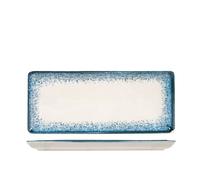 H&H Jupiter Plat En Porcelaine, 15X35Cm, Bleu Et Ivoire