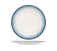 H&H Jupiter Plat Rond en Porcelaine, 30 cm, Design Moderne, élégant, pièce maîtresse de Table, Nuances Bleues