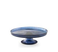 H&H Levée avec pied Seashell Wall Ø 21 cm en verre coloré bleu - Élégante, support de service ou pièce maîtresse - Style marin raffiné