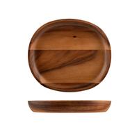H&H Lifestyle Plat En Acacia En Bois Forme Ovale 21x24 Cm
