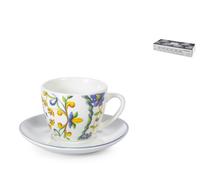 H&h Lot 6 Tasses Café Faenza avec Le Plat en Porcelaine Décoré Cc 110