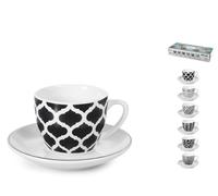 H&h Lot 6 Tasses Café Mirage avec Le Plat en Porcelaine Décoré Cc 110