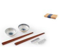 H&H Lot 8 Pièces Sushi Tsubaki en Porcelaine Décorée 8 cm Blanc
