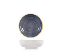H&H Lot de 12 assiettes creuses nordiques océan en Stoneware - Ø 17 cm - Design inspiré de la mer - Couleur bleue - Lavables au lave-vaisselle et utilisables au micro-ondes