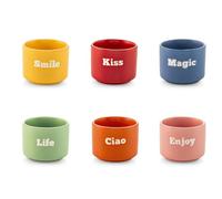 H&H Lot de 12 verres à café Espresso Vibes - New Bone China, couleurs assorties, 90 cc - Passe au lave-vaisselle et au micro-ondes
