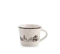 H&H Lot de 18 tasses à café en New Bone China - Decoro Winter House 90 ml - Idéal pour expresso et café court